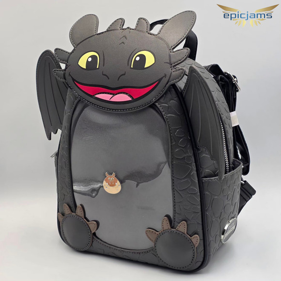 How To Train Your Dragon Toothless Pin Collector Black Mini Backpack New - Picture 3 of 8